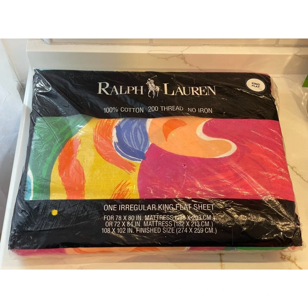 IRREGULAR‎ Vintage Ralph Lauren Costa Paradiso King Flat Sheet & 2 Pillowcases